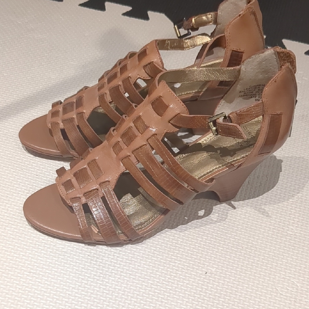 Brown Strappy Wedge Sandals